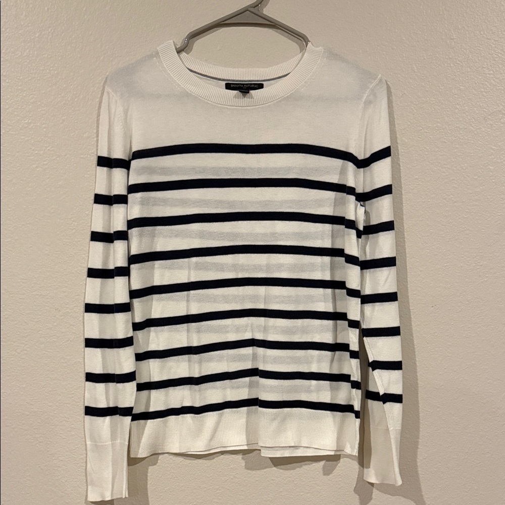 Banana Republic Classic Navy and White Striped Sweater